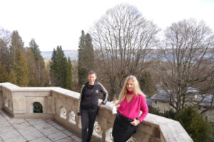 Sara and Eva on the terrace of the Villa Waldberta